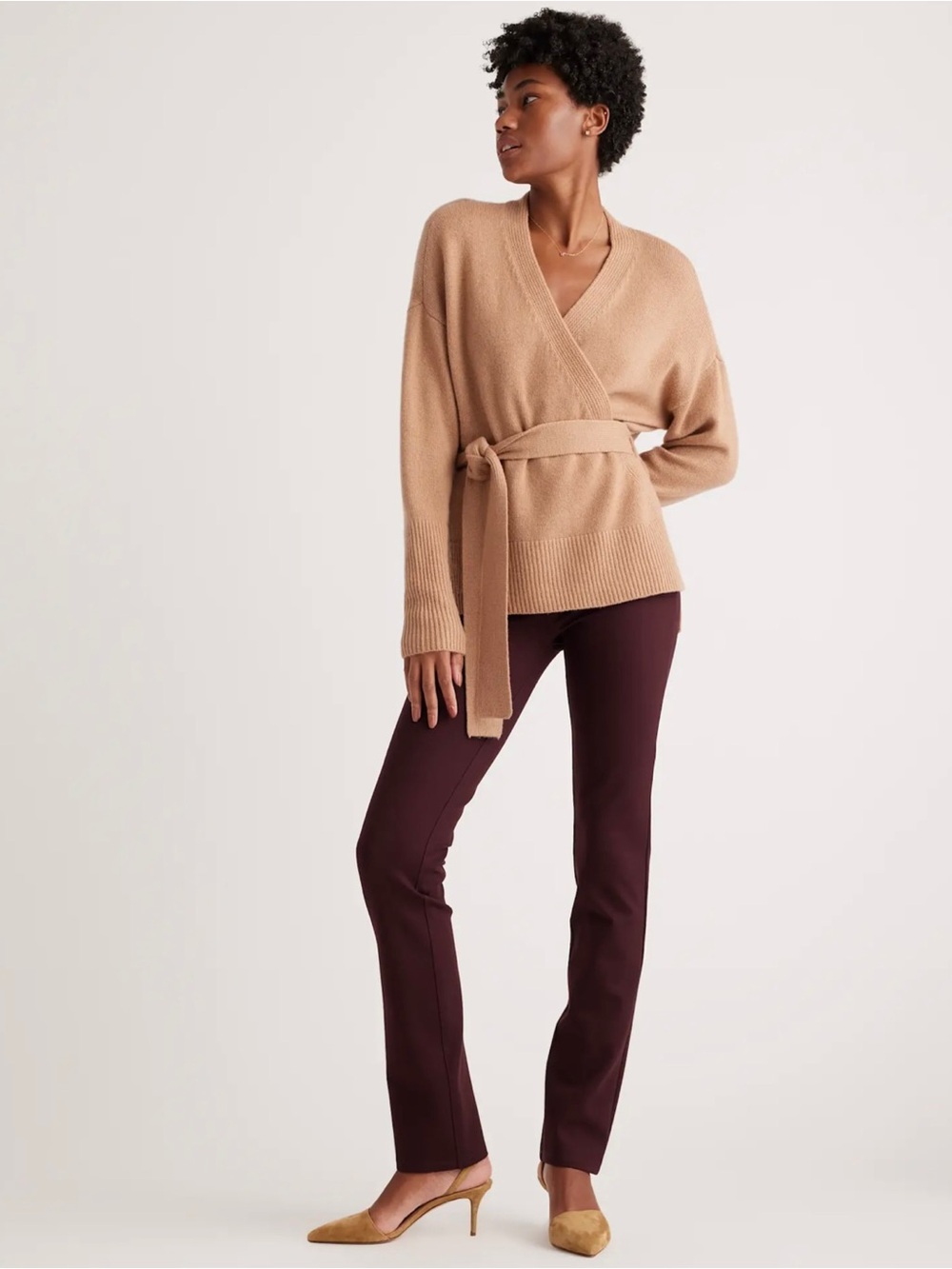 Quince Burgundy Ultra-Stretch Ponte Straight Leg Pants Size Small - Picture 4 of 15